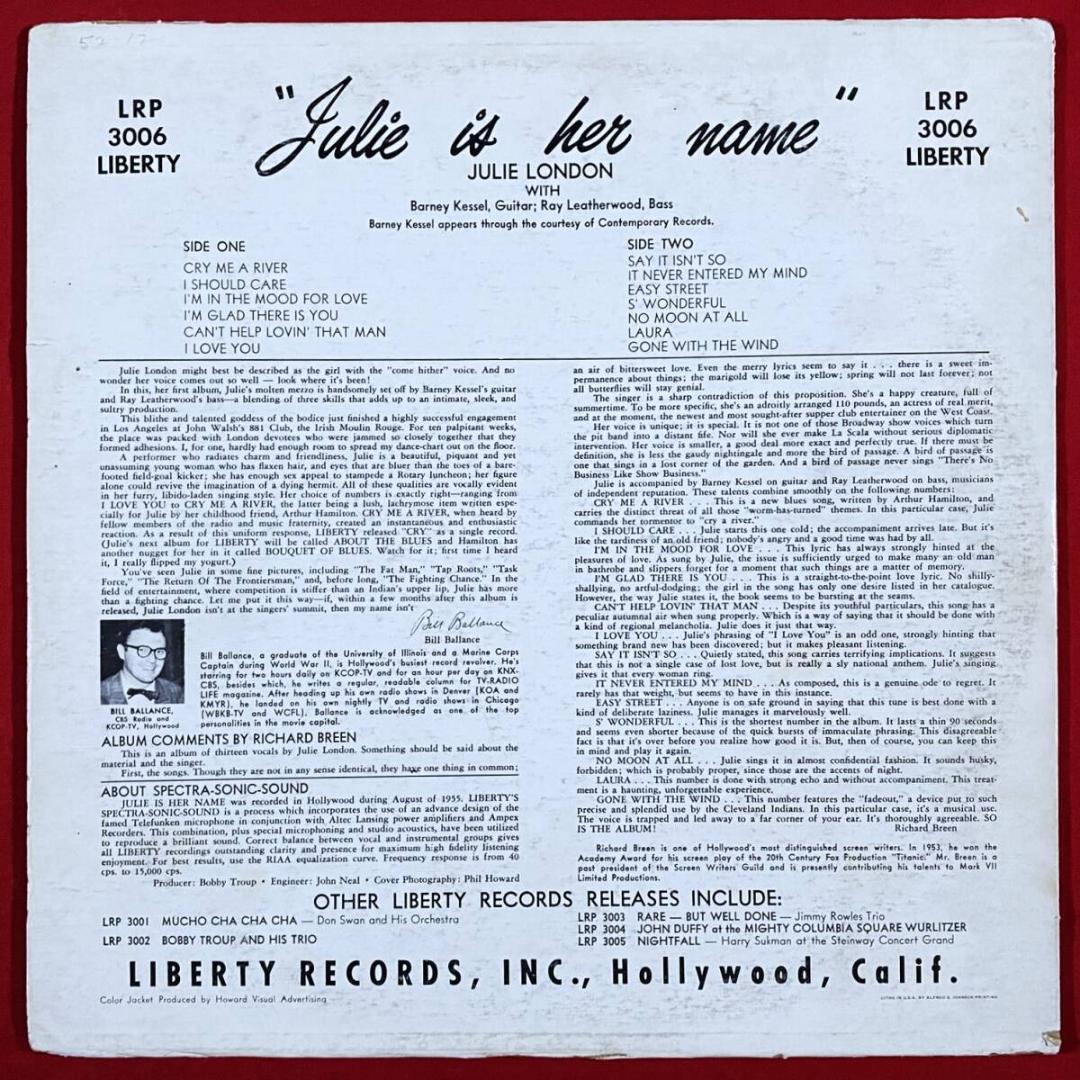 Julie London Vinyl LP US Mono OOP Misprint Early Press EX+/EX Condition | Japansoundstore