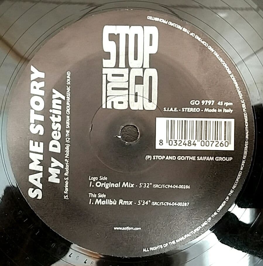Stop And Go - Same Story (My Destiny) 12" Vinyl Electronic Dance Record