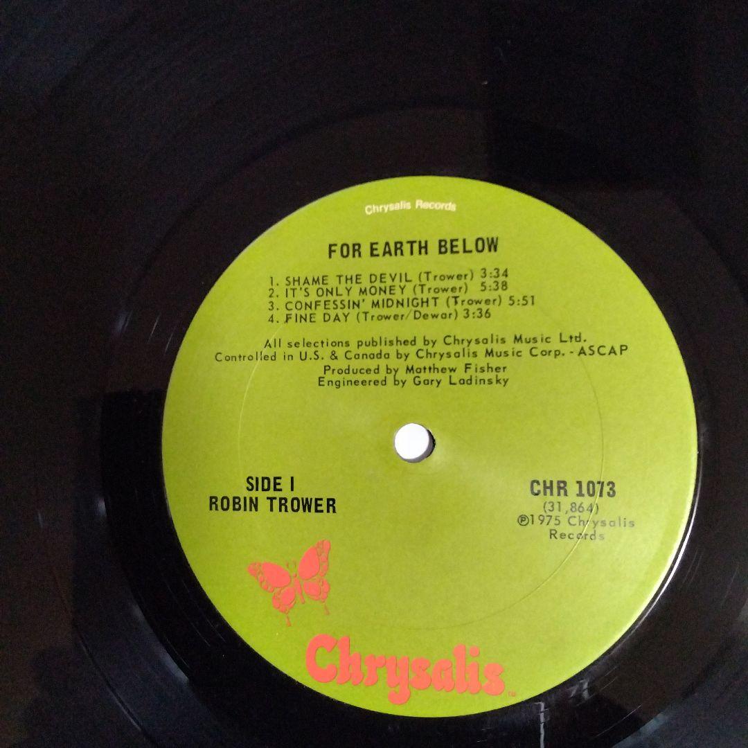 Robin Trower - For Earth Below LP 1975 Hard Rock Vinyl Chrysalis Records