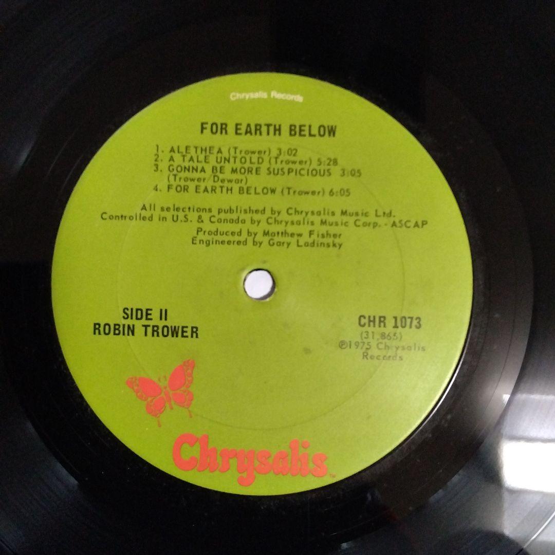 Robin Trower - For Earth Below LP 1975 Hard Rock Vinyl Chrysalis Records