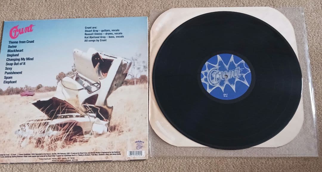 Crunt - Self Titled Original 1994 Trance Syndicate Vinyl LP US Pressing