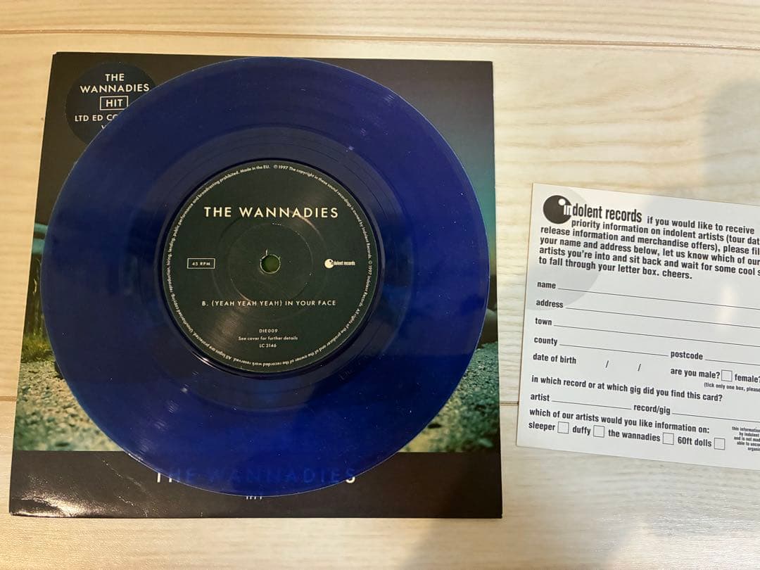The Wannadies - Hit - Rare Blue Vinyl 7-Inch Single, Ltd Ed 4,000 Copies