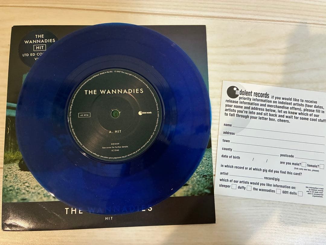 The Wannadies - Hit - Rare Blue Vinyl 7-Inch Single, Ltd Ed 4,000 Copies