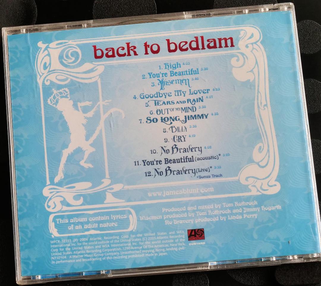 James Blunt Back to Bedlam CD Japan Press with Bonus Tracks WPCR-12193