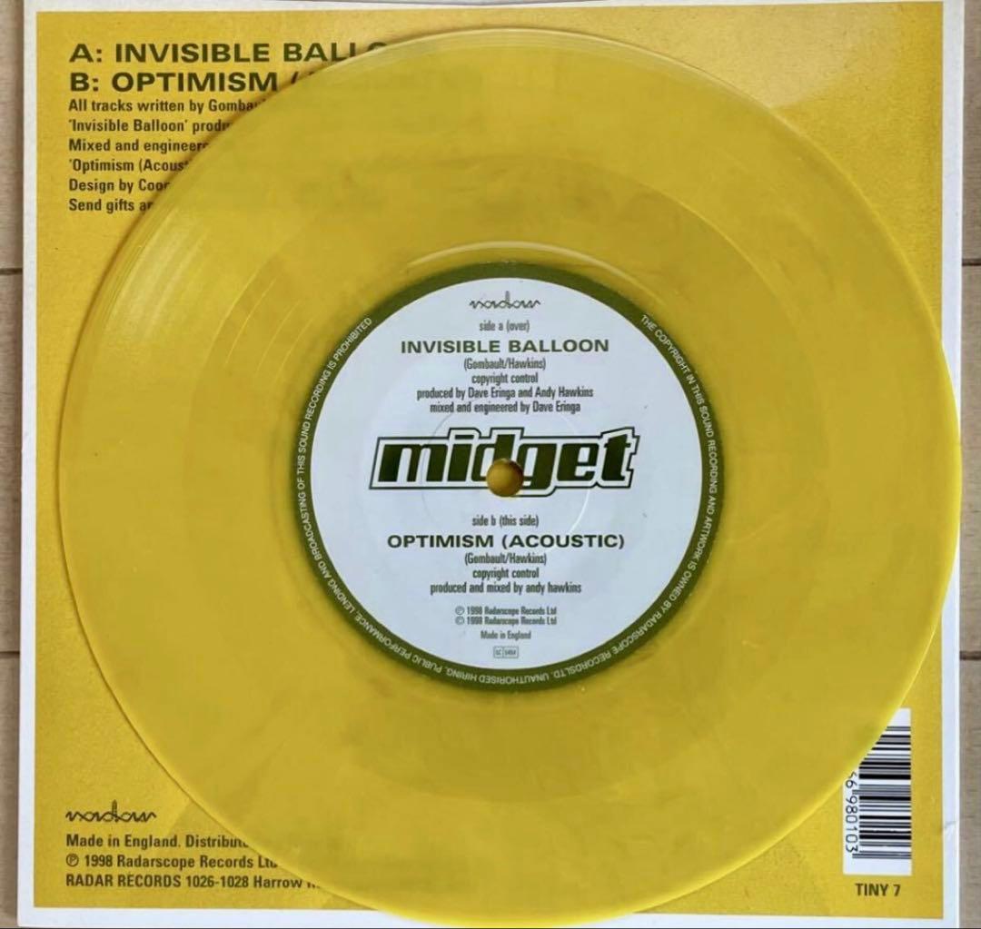 Midget - Invisible Balloon 7" Vinyl Single Yellow Vinyl Indie Rock 1998 UK
