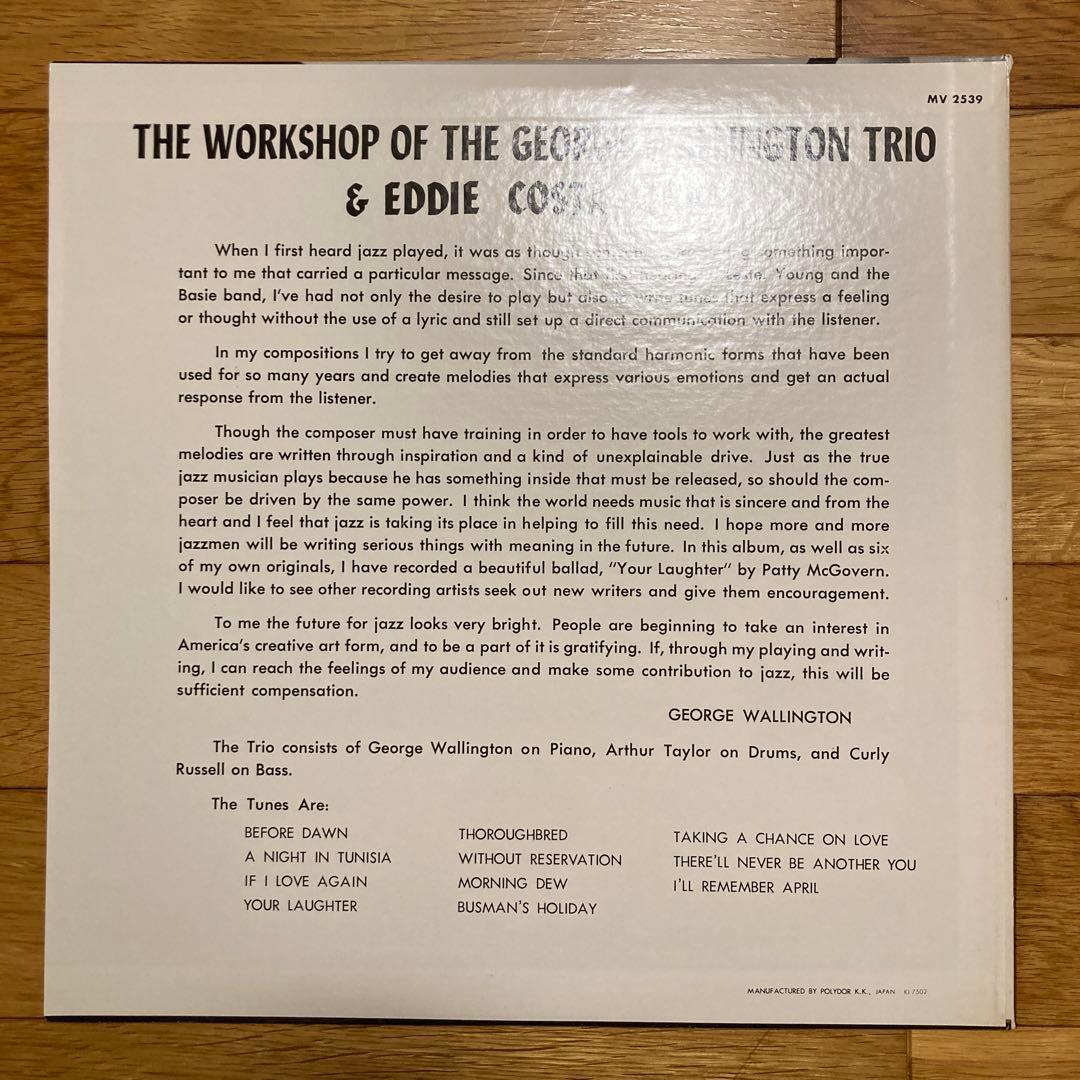 George Wallington & Eddie Costa Trio The Workshop Japan Vinyl LP MV 2539 Jazz