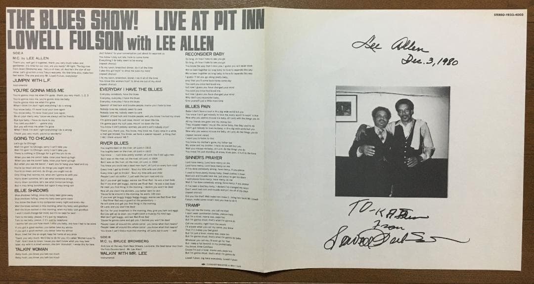 Lowell Fulson with Lee Allen - Live At Pit Inn LP Japan Blues Record