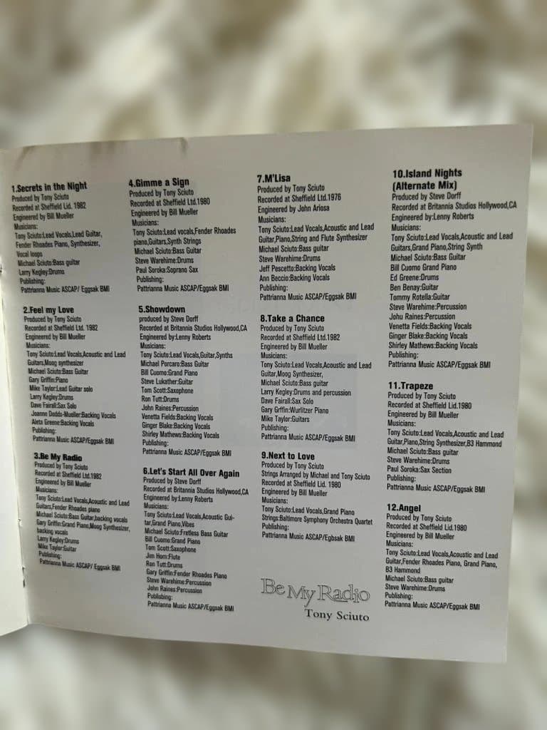 Tony Sciuto - Be My Radio CD Japan Press with OBI Limited Out of Print AOR
