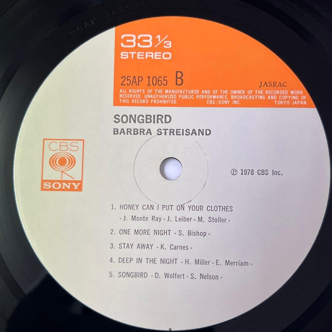 Barbra Streisand Songbird Japan LP Vinyl Record 1978 CBS/Sony 25AP 1065 OBI