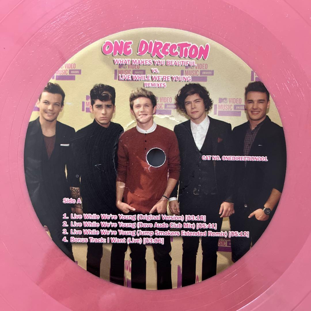 One Direction What Makes You Beautiful vs. Live While We're Young 12" Pink Vinyl