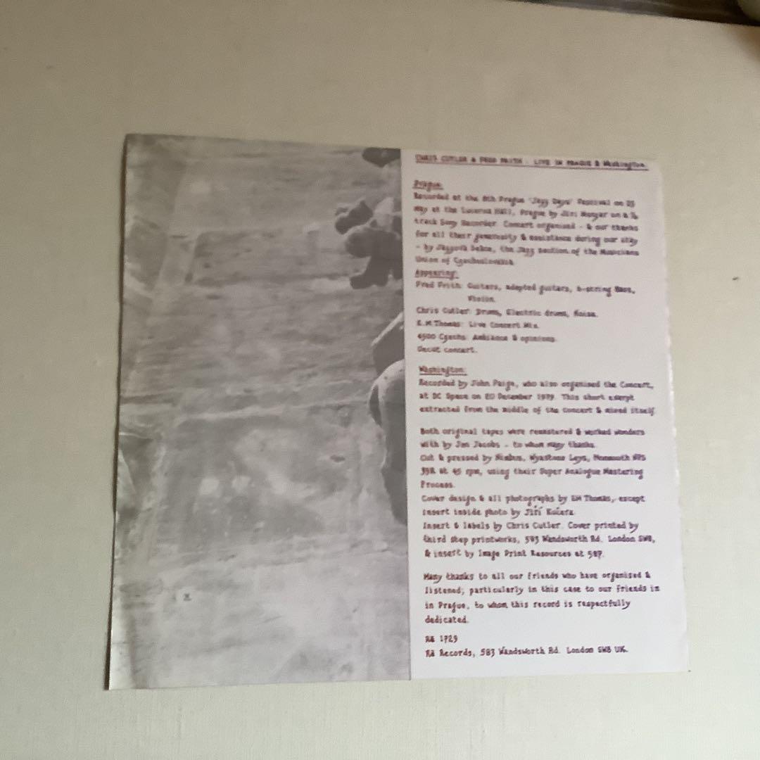 Fred Frith & Chris Cutler - Live in Prague and Washington LP Rare UK Import