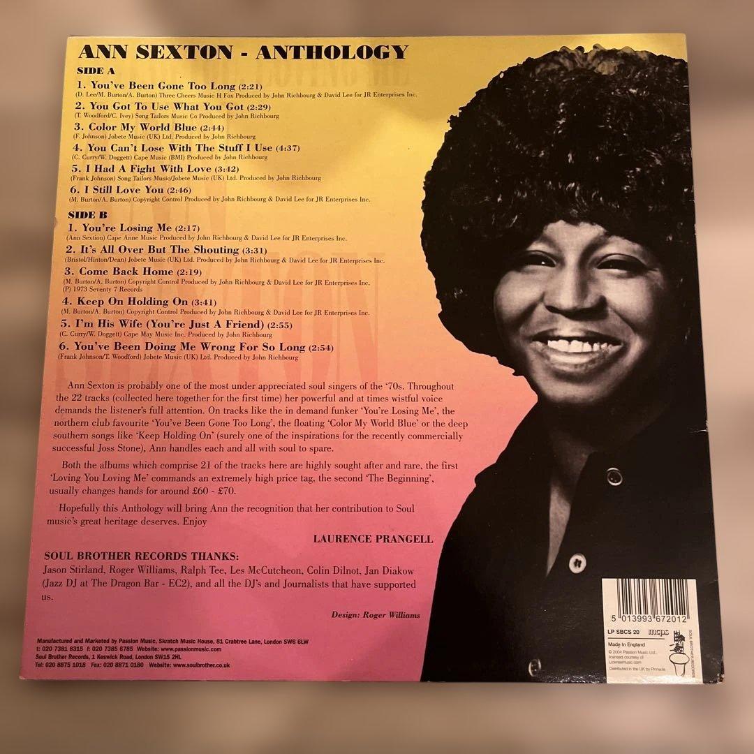 Ann Sexton - Anthology LP Soul Brother Records 2004 UK Import Vinyl