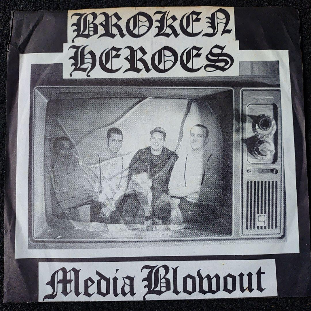 Broken Heroes - Media Blowout 7" Green Vinyl EP, 1993 USA Punk Oi! Headache Rec