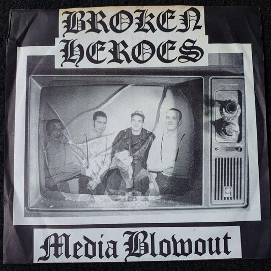 Broken Heroes - Media Blowout 7" Green Vinyl EP, 1993 USA Punk Oi! Headache Rec