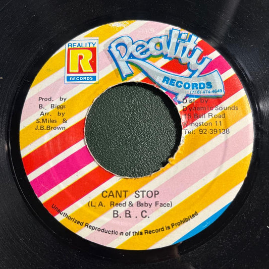 B.B.C. Cant Stop / Version 7-inch Reggae Dancehall Jamaica Reality Records