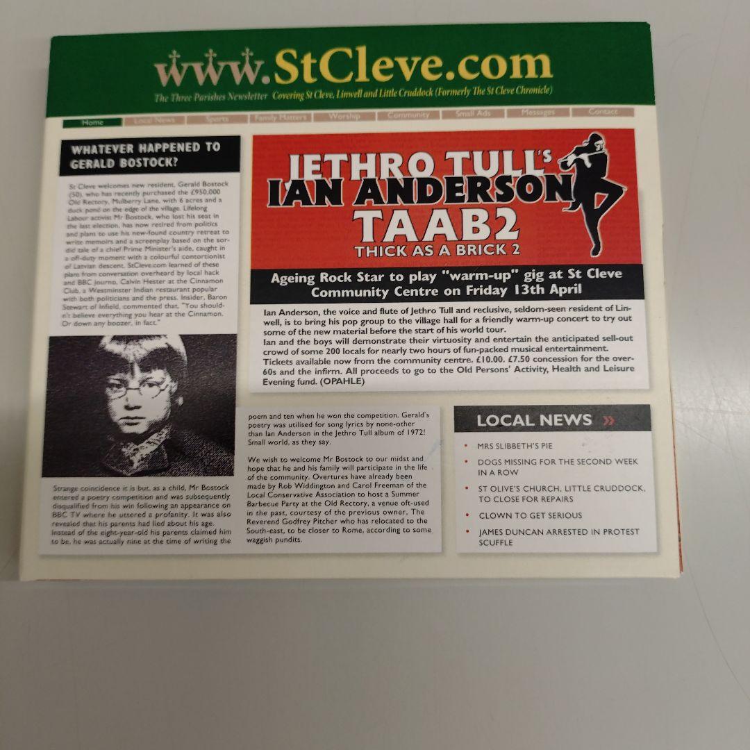 Ian Anderson Jethro Tull TAAB2 CD+DVD 2012 Import Progressive Rock
