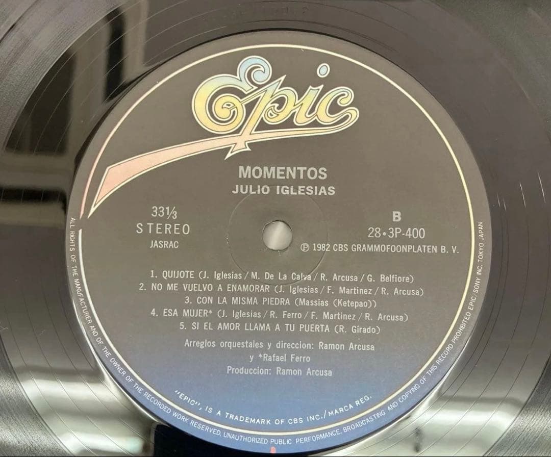 Julio Iglesias - Momentos LP Vinyl Record 1982 Japan Epic 28-3P-400 w/ Obi