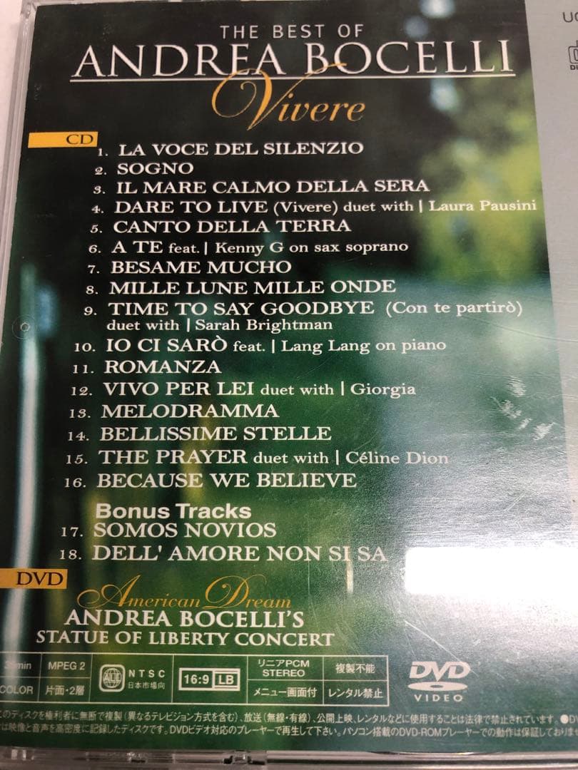 Andrea Bocelli Vivere The Best Of CD+DVD Limited Edition Japan Press with OBI