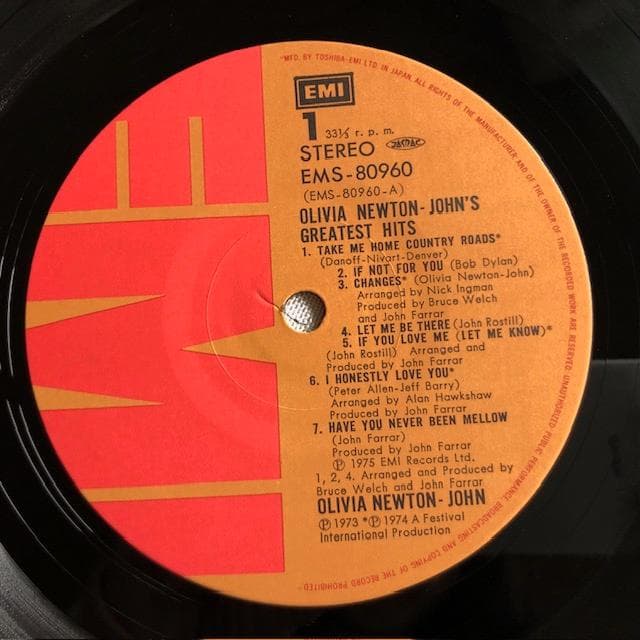 Olivia Newton-John - Greatest Hits LP Vinyl Record Japan EMS-80960 with Obi