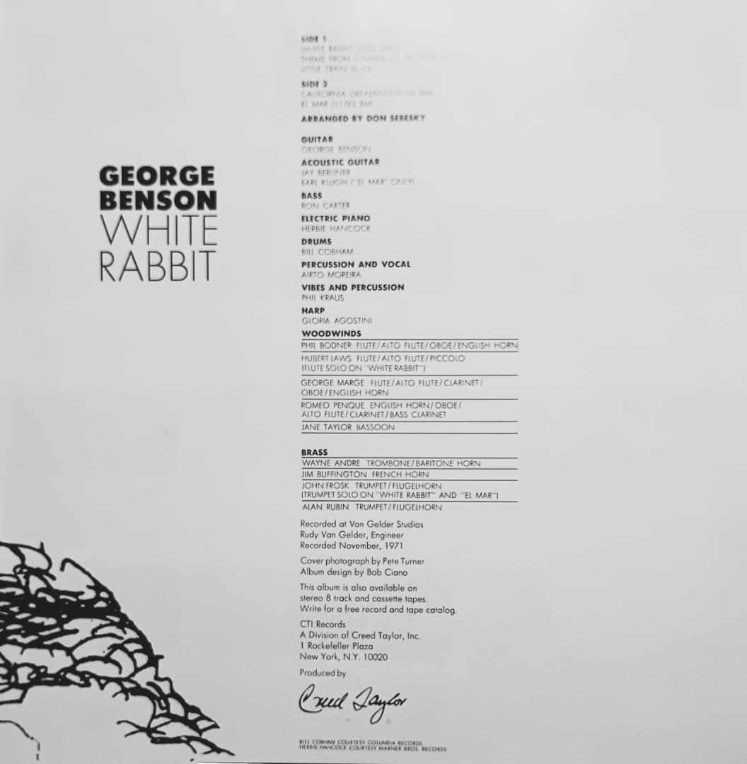George Benson - White Rabbit LP Vinyl Japan CTI Original 1500 Series w/ OBI