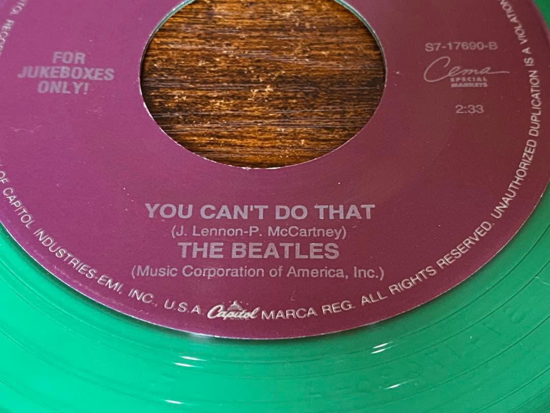 The Beatles Can't Buy Me Love Green Vinyl 7" Single CEMA Jukebox 1993 USA