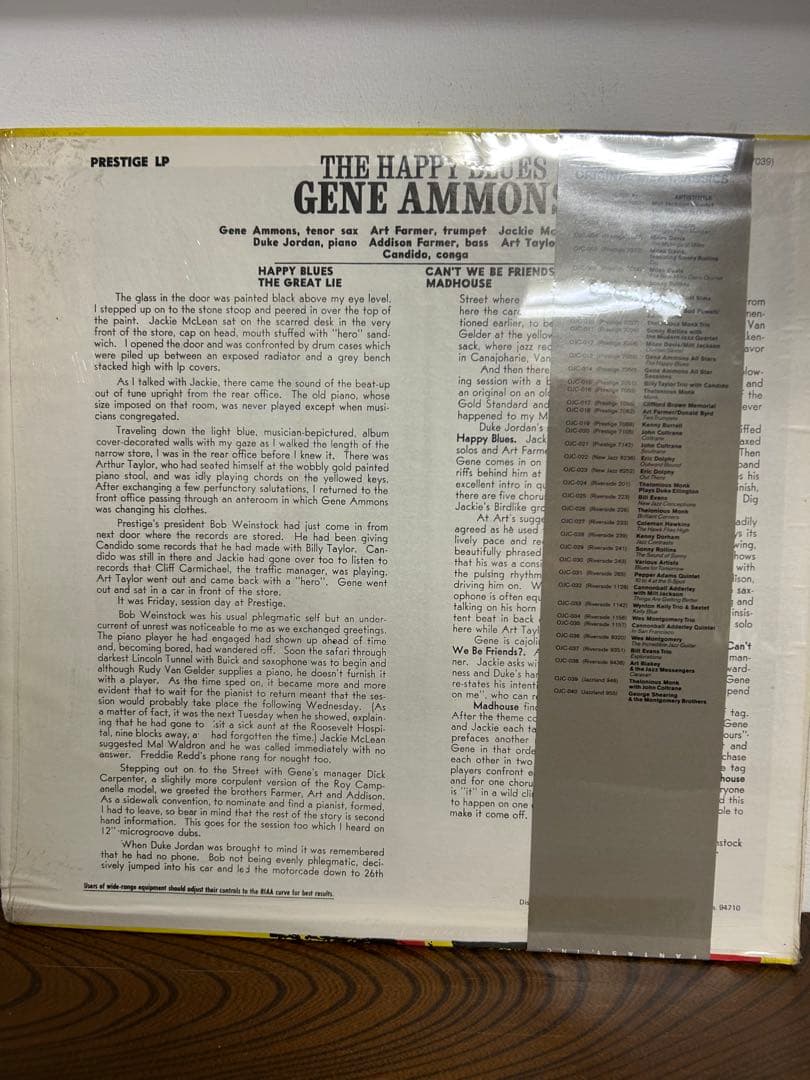 Gene Ammons - The Happy Blues LP Original Jazz Classics OJC-013 Prestige Vinyl