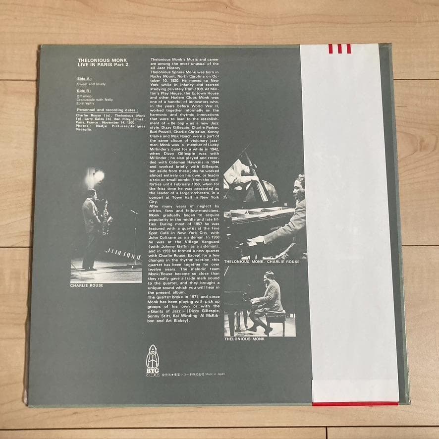 Thelonious Monk - Live In Paris Part 2 LP Japan Vinyl Jazz Record w/ Obi